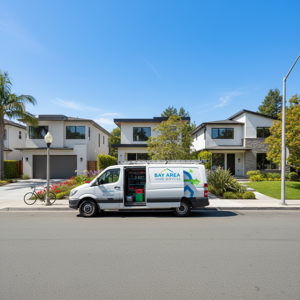Palo Alto neighborhood with service van